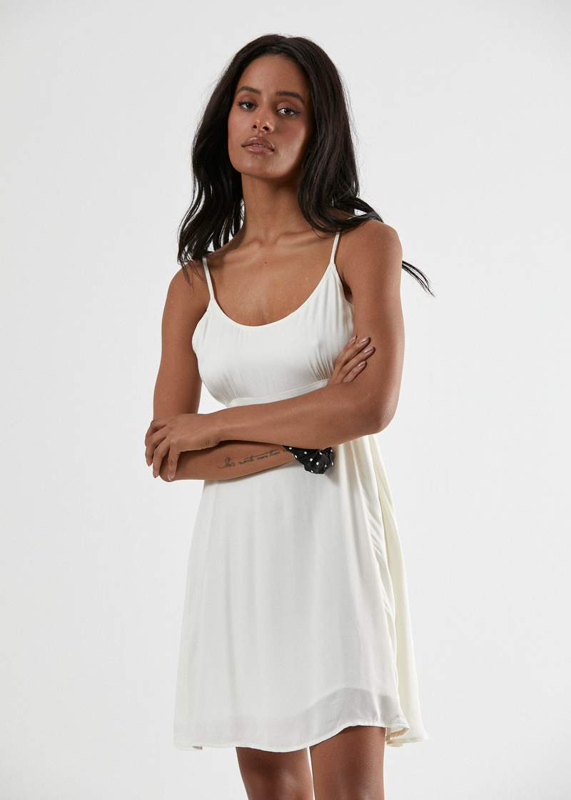 afends black rayon dress Stereo Slip Dress in Cream – Cloth-es