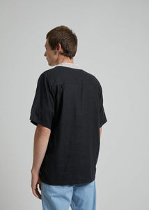 Bowlo Hemp Cuban Short Sleeve Shirt in Black