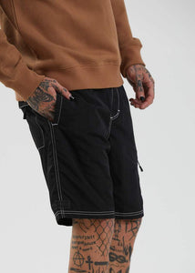 Baywatch Utility Recycled Elastic Waist Shorts in Black