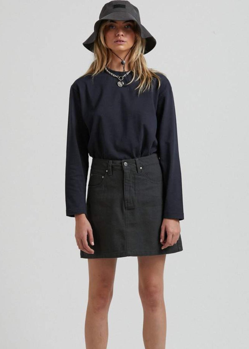 Gracie Organic Canvas Mini Skirt in Black