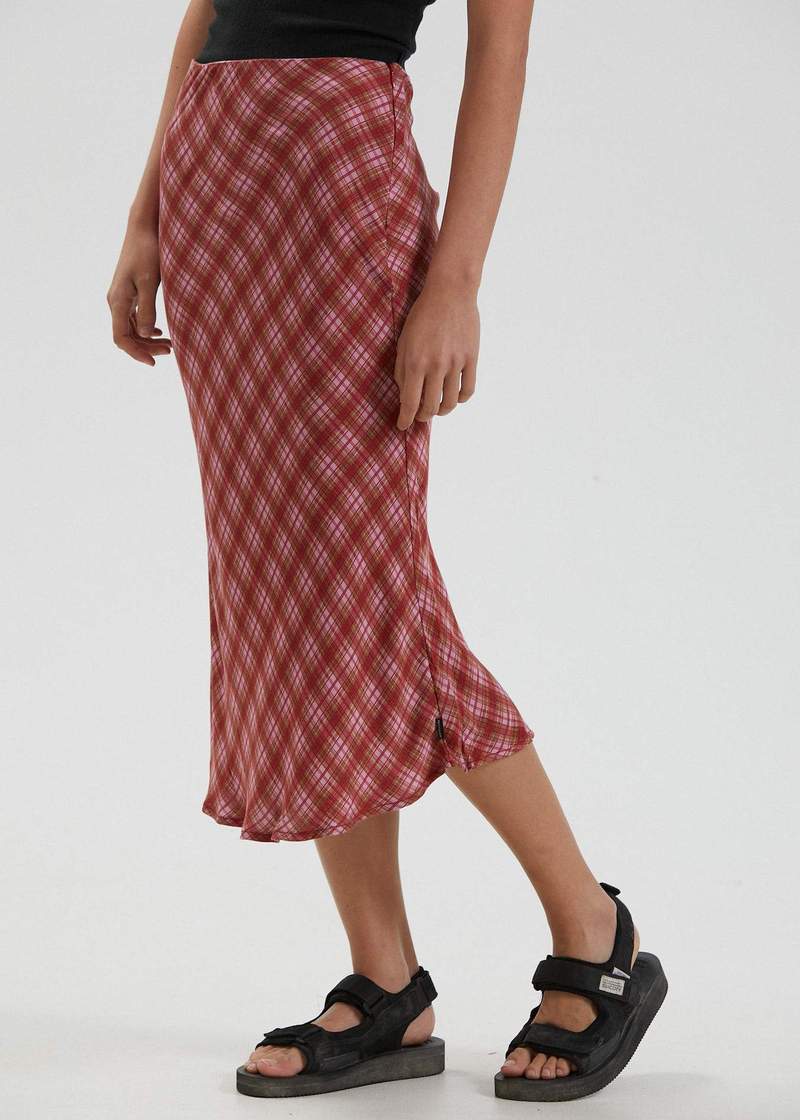 Janey Recycled Midi Skirt in Red