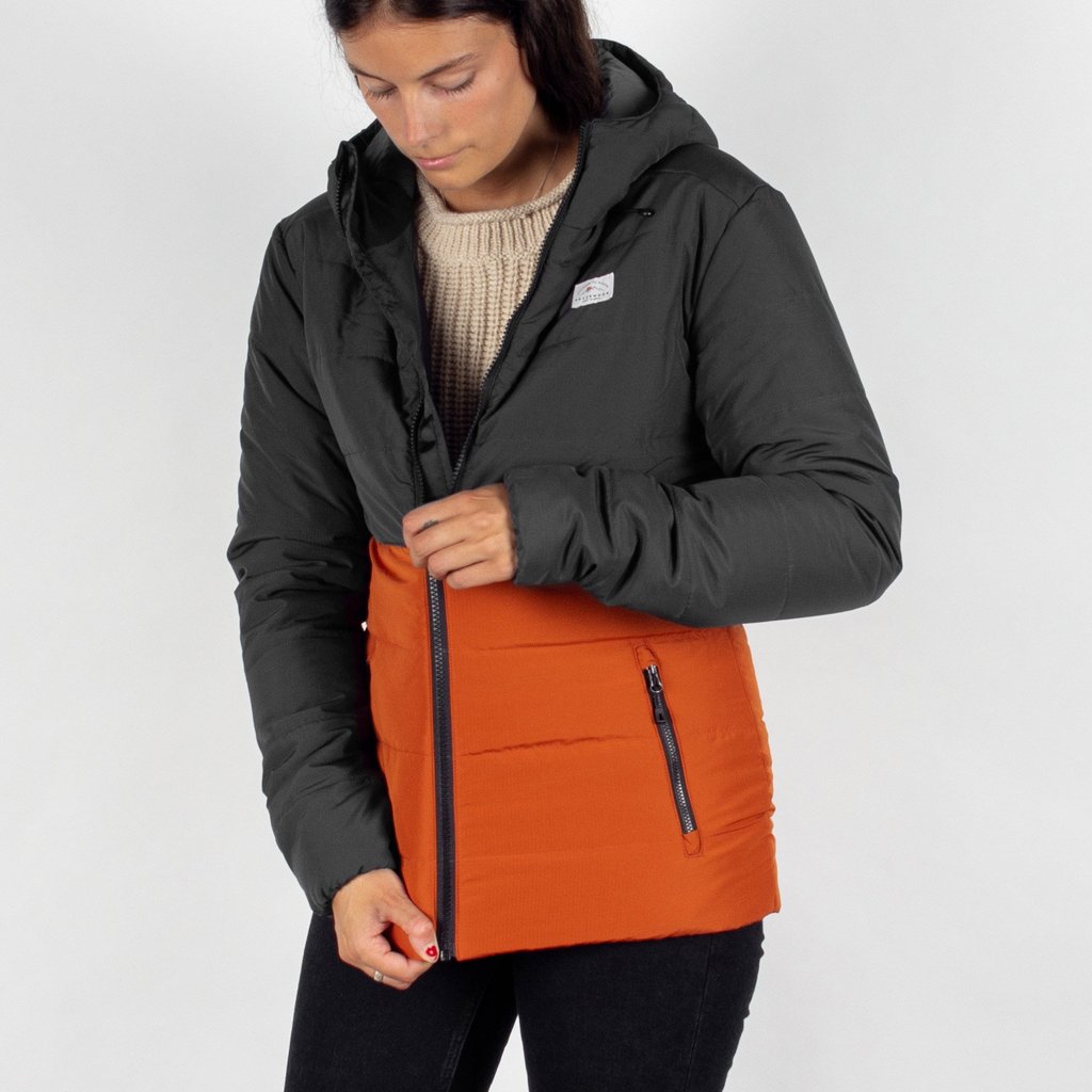 Jackpine Recycled & Insulated Jacket in Charcoal & Rust