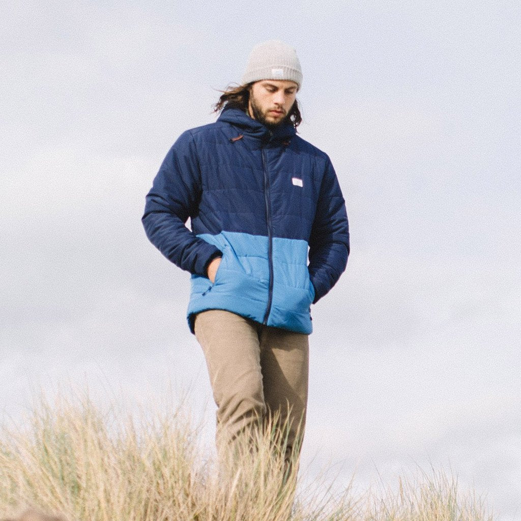 Patrol Recycled & Insulated Jacket in Navy & Deep Water Blue