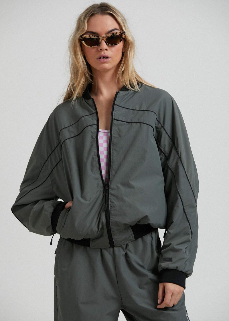 Sybil Recycled Reversible Bomber Jacket in Jungle Green