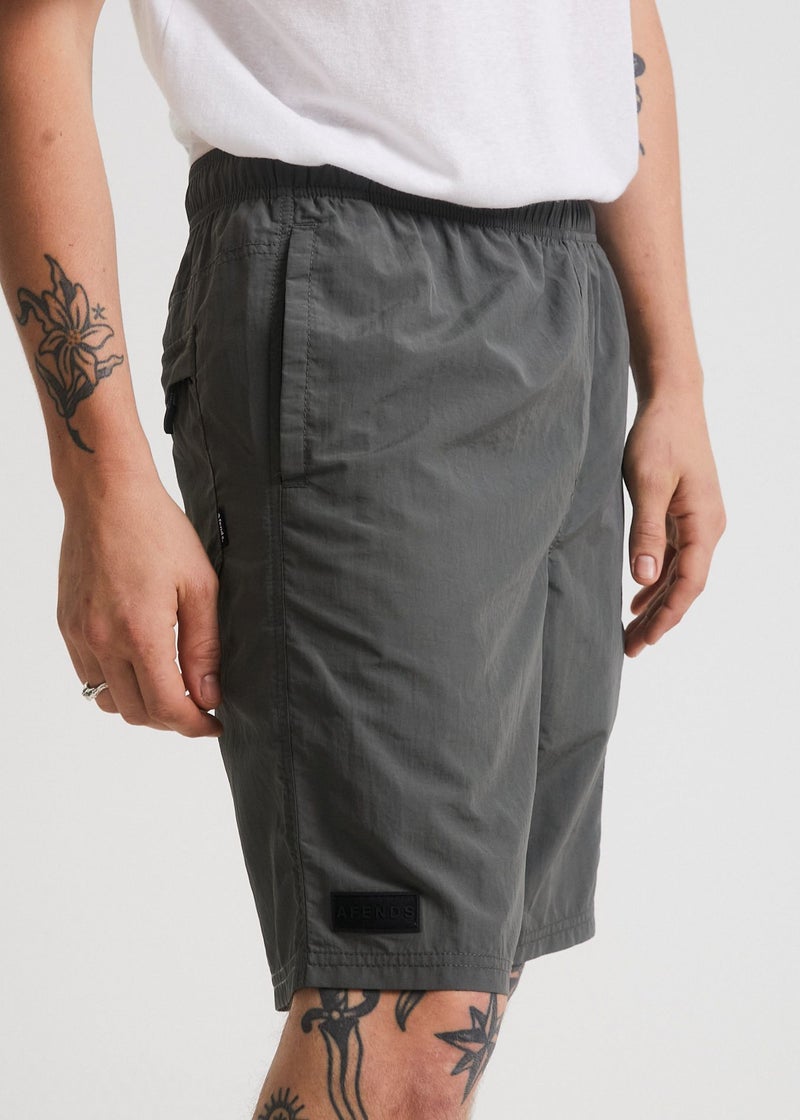 Utility Ninety Eights Recycled Elastic Waist Shorts in Jungle Green